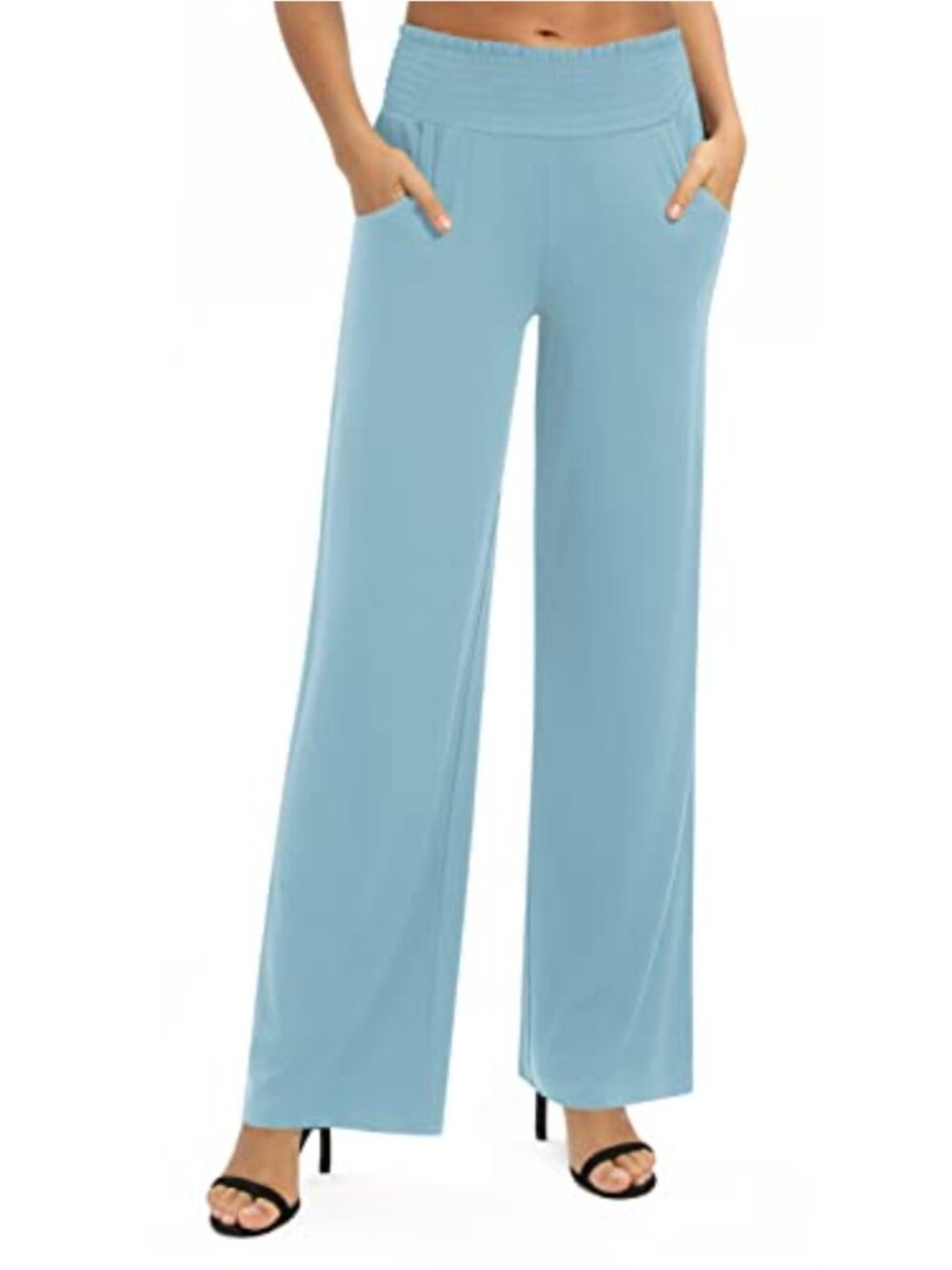 High Waist Wide Leg Palazzo Lounge Pants with Pockets